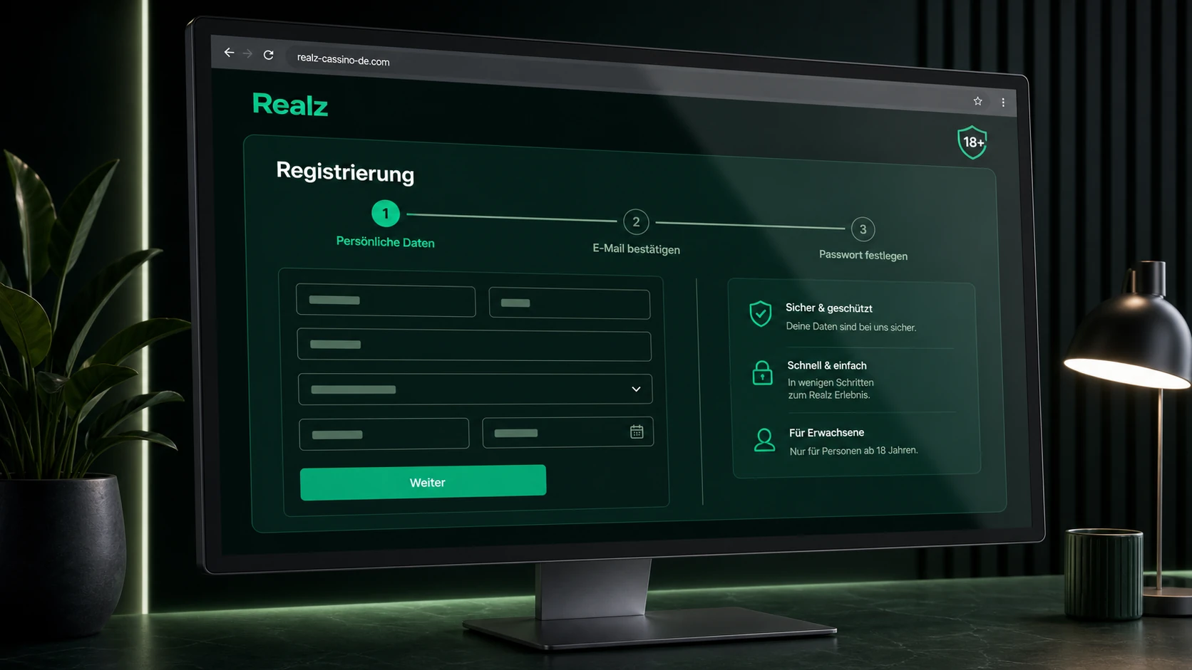 Realz Casino Registrierung für neue Spieler