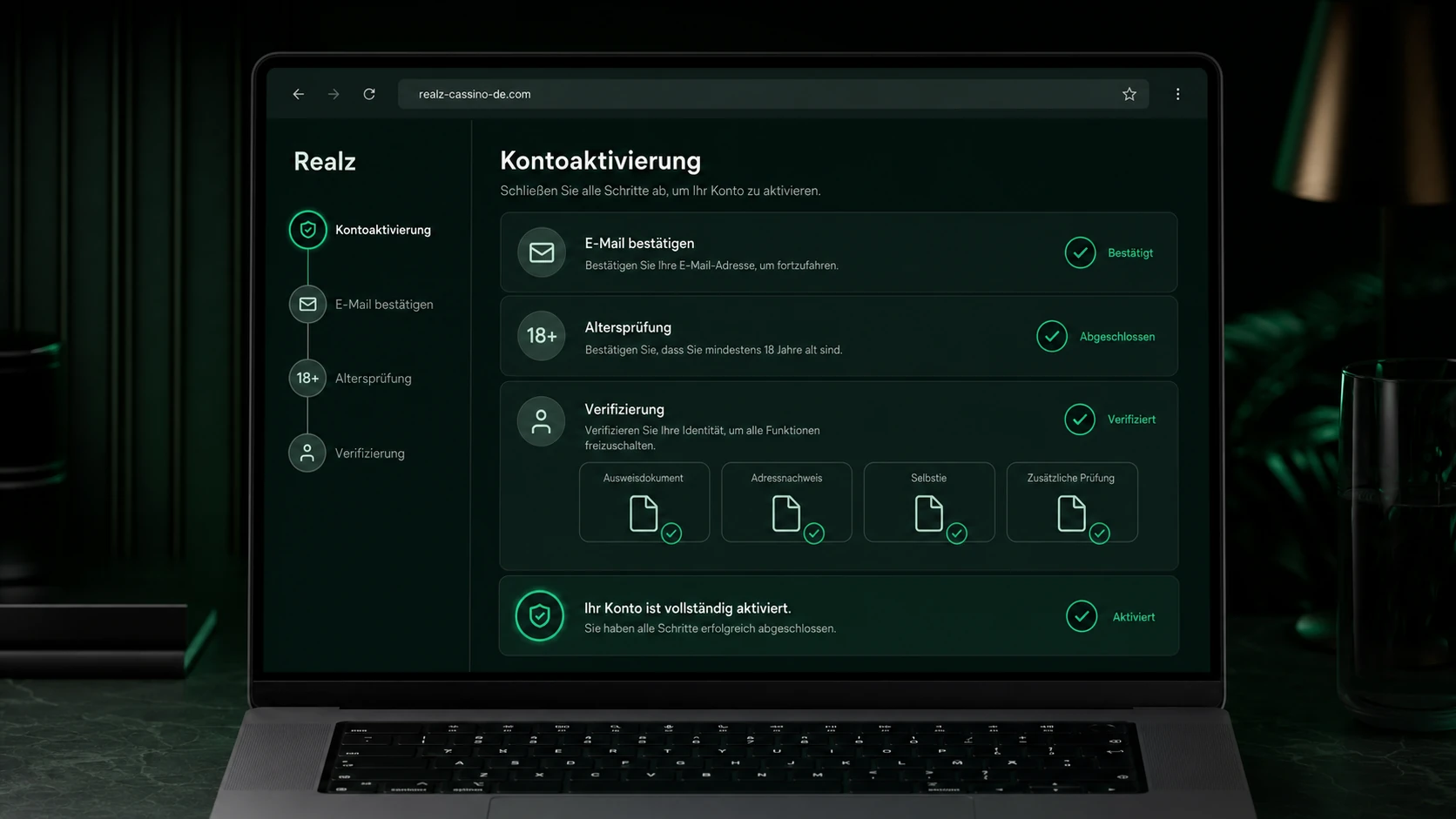 Realz Casino Verifizierung und Kontoaktivierung